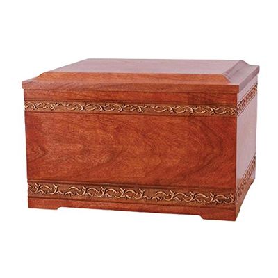 Wood Cremation Urn - Cherry Sculpted
