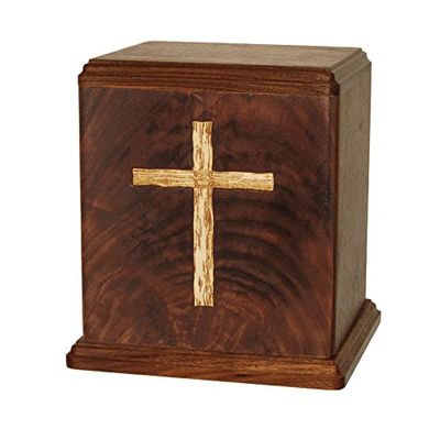 Wood Cremation Urn - Walnut Cross