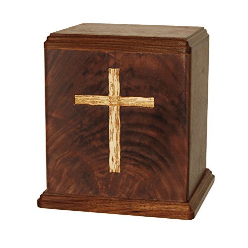 Wood Cremation Urn - Walnut Cross