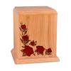 Wood Cremation Urn - Cherry Roses view 1