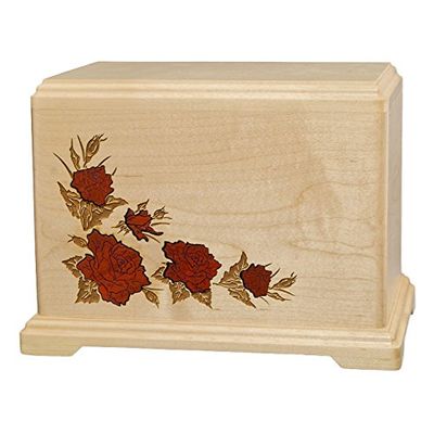 Wood Cremation Urn - Maple Roses