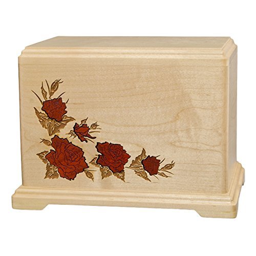 Wood Cremation Urn - Maple Roses