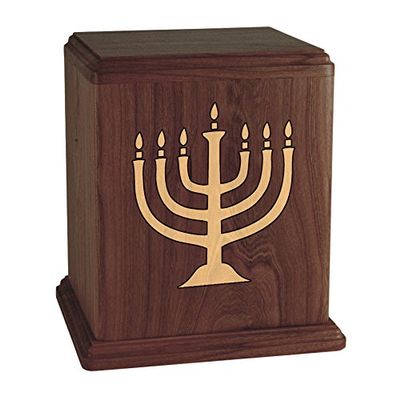 Wood Cremation Urn - Walnut Menorah