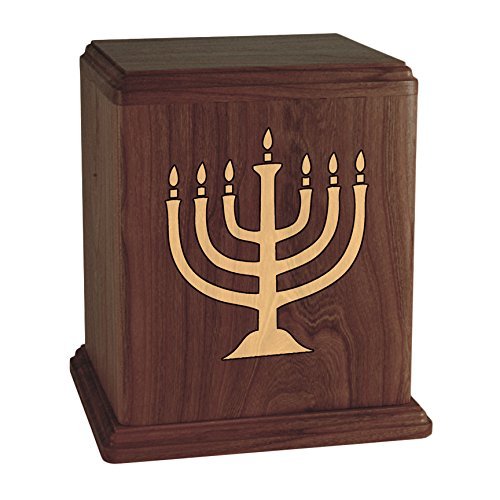 Wood Cremation Urn - Walnut Menorah