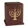 Wood Cremation Urn - Walnut Menorah view 1