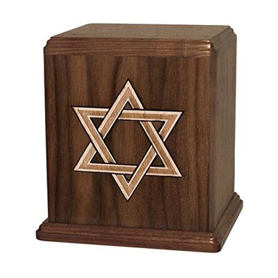 Wood Cremation Urn - Walnut Star of David