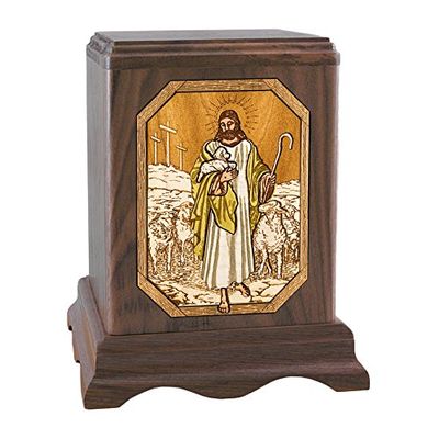 Wood Cremation Urn - Walnut Lord is My Shepherd