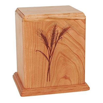 Wood Cremation Urn - Natural Cherry Wheat