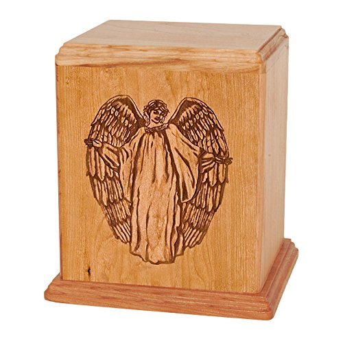 Wood Cremation Urn - Natural Cherry Angle