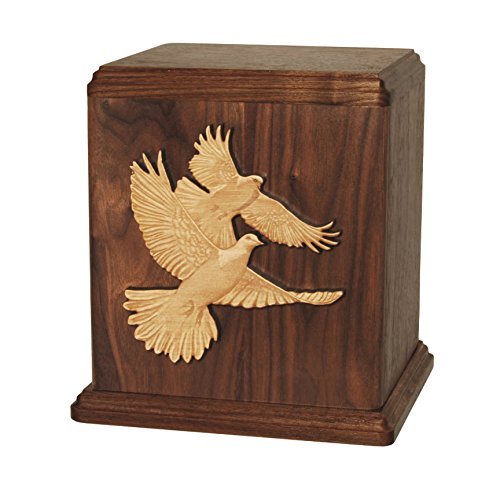 Wood Cremation Urn - Walnut Doves Companion