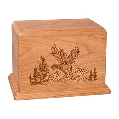 Wood Cremation Urn - Natural Cherry Eagle