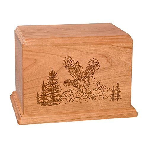 Wood Cremation Urn - Natural Cherry Eagle