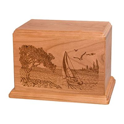 Wood Cremation Urn - Natural Cherry Soft Breezes