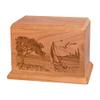 Wood Cremation Urn - Natural Cherry Soft Breezes view 1