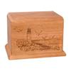 Wood Cremation Urn - Natural Cherry Lighthouse view 1