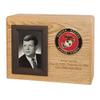 Wood Cremation Urn - Oak Picture Military (Marines) view 1
