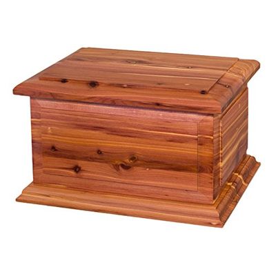 Memorials Forever Boston Cedar Wooden Cremation Urn - Rectangular Planter - Natural Wood - Outdoor - Medium Size