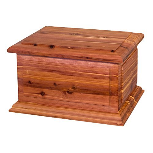 Memorials Forever Boston Cedar Wooden Cremation Urn - Rectangular Planter - Natural Wood - Outdoor - Medium Size