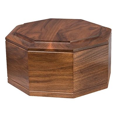 Wood Cremation Urn - Walnut Octagon