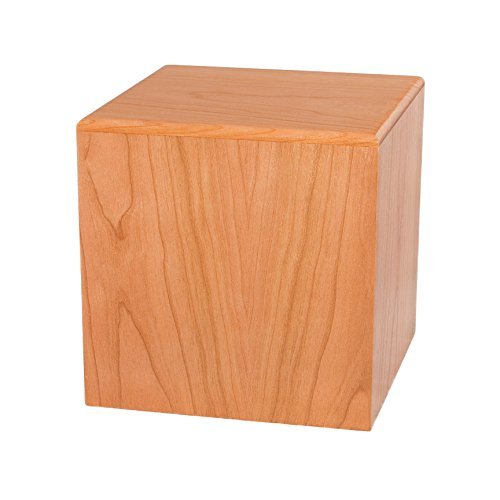 Wood Cremation Urn - Natural Cherry Cube