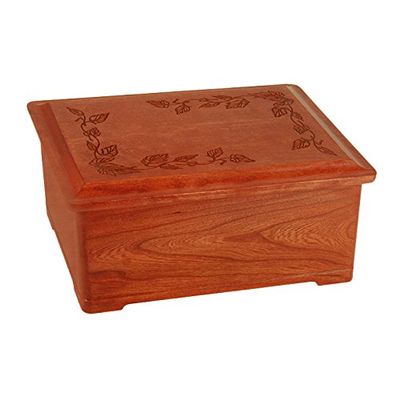 Wood Cremation Urn - Cherry Autumn Leaves