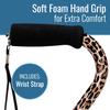 DMI Adjustable Designer Cane with Offset Handle and Strap, Leopard, Multi-colored view 2