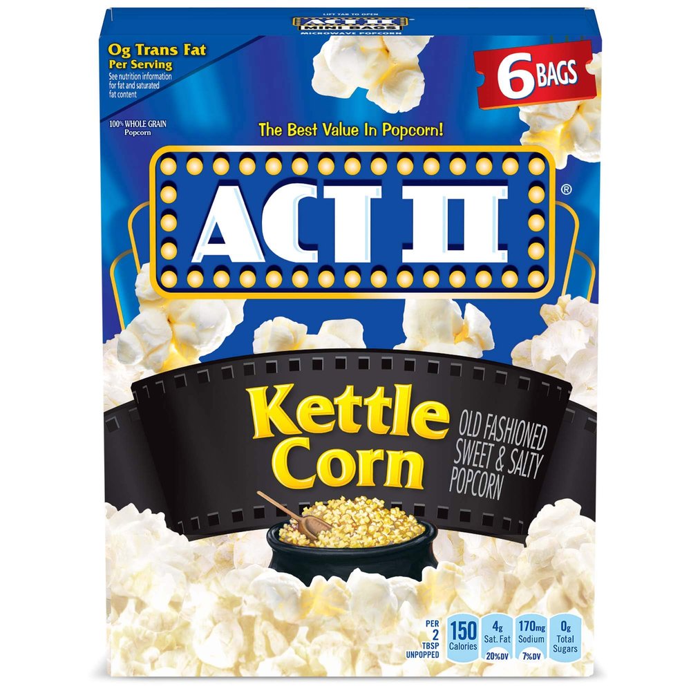 Act II Kettle Corn Microwave Popcorn, 2.75 oz., 6-Count (Pack of 6)