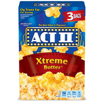Act II Xtreme Butter Microwave Popcorn, 2.75 oz., 3-Count Bags (Pack of 12)