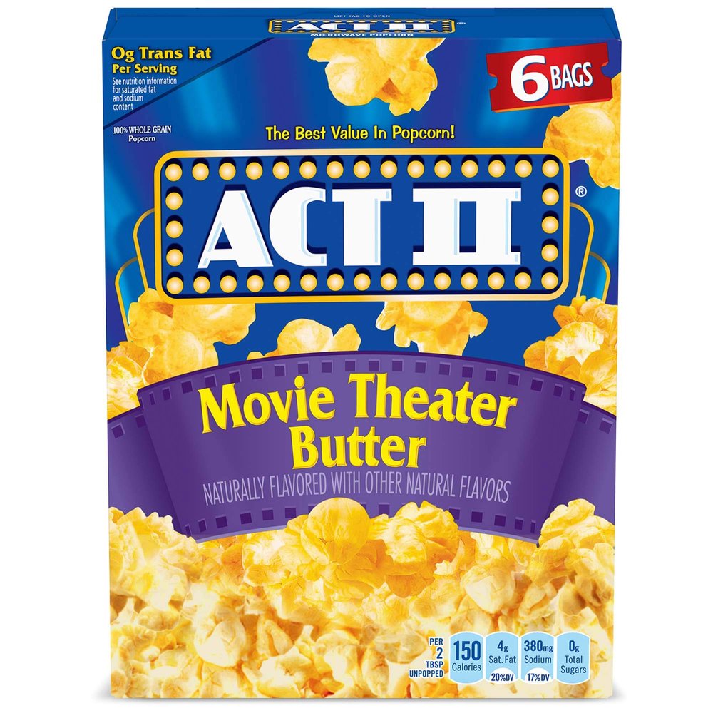 Act II Movie Theater Butter Microwave Popcorn, 2.75 oz., 6-Count Bags (Pack of 6)