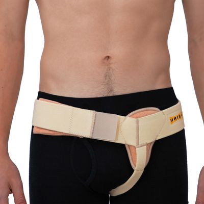 URIEL Left Side Hernia Belts for Men - Inguinal Hernia Belt for Men, Pre and Post Surgery Truss, Size Large, Cream (39.8-44.5 Inches)