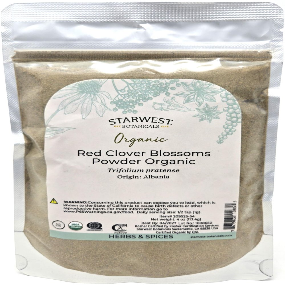 Starwest Botanicals, Organic Red Clover Blossom Powder, 4 Oz (113 G)