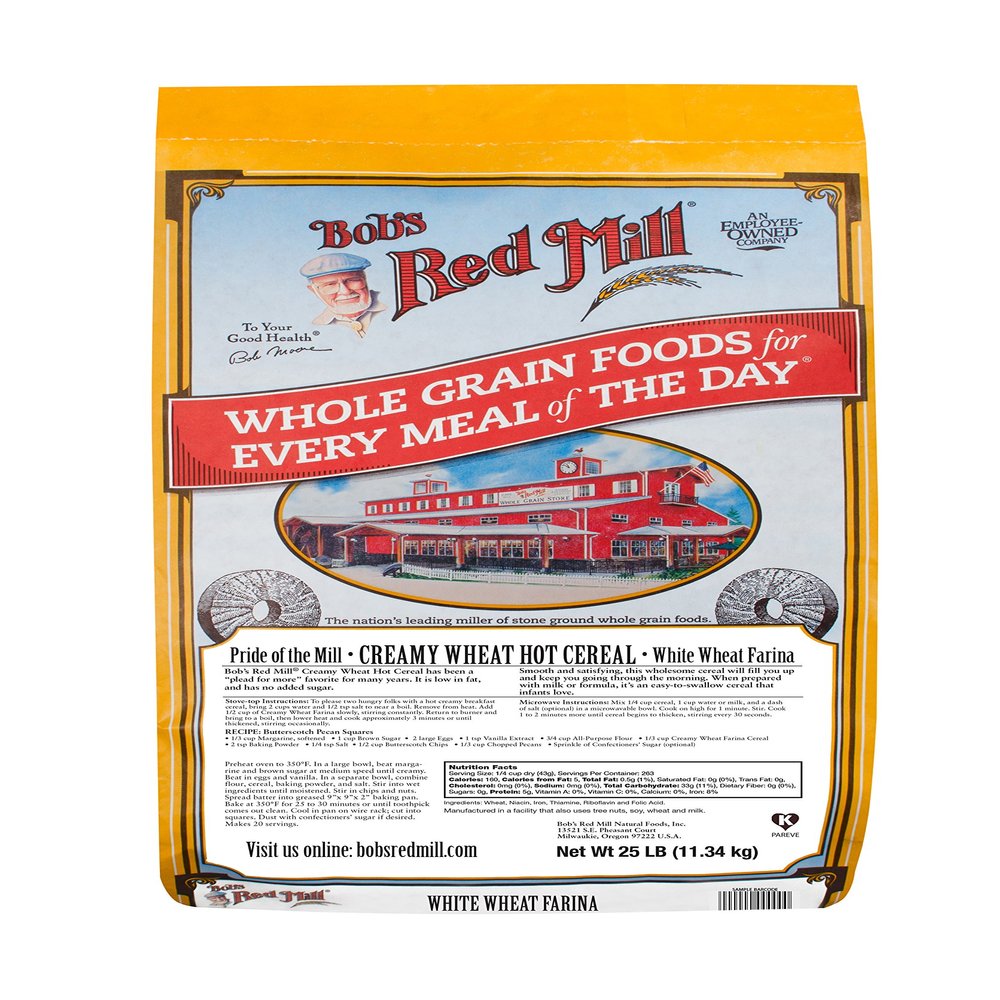 Bob's Red Mill Creamy Wheat Farina Hot Cereal, 25 Pound