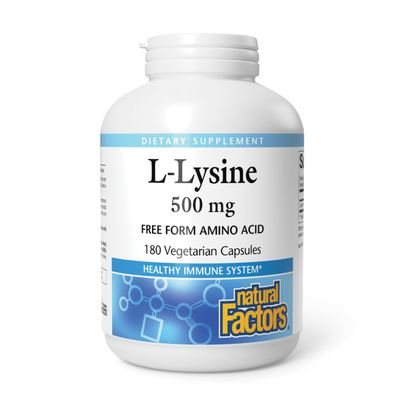 Natural Factors, L-Lysine 500 mg, 180 Vegetarian Capsules