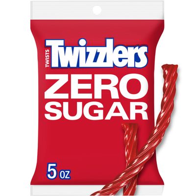 TWIZZLERS Zero Sugar Twists Strawberry Flavored Licorice Style, Candy Bag, 5 oz