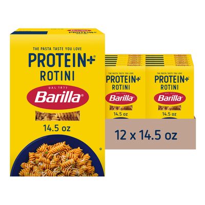 Barilla Protein+ (Plus) Rotini Pasta, 14.5 Ounce (Pack of 12) - plant based - Made from Lentils, Chickpeas & Peas - Non-GMO, Kosher Certified