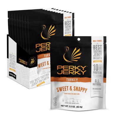Perky Jerky Turkey Sweet & Snappy, 2.2 ounce bags (Pack of 12)