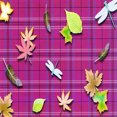 2" Round ~ Fall Leaves Plaid Birthday ~ Edible Cake/Cupcake Topper - d2216