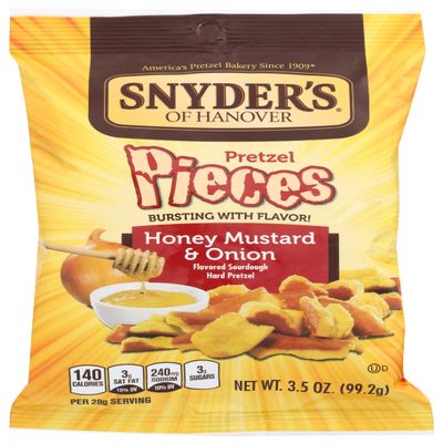 Snyder's Of Hanover Hard Sourdough Honey Mustard & Onion Pretzel Pieces, 3.5 Ounce