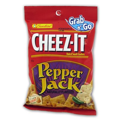 Cheez It Pepper Jack Snack, 3 Ounce - 36 per case.