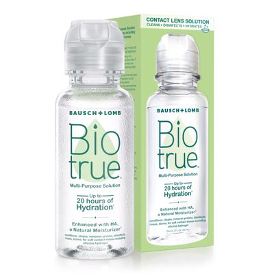 Biotrue Contact Solution, Multi-Purpose Lens Solution for Soft Lenses, Cleans, Disinfects, Removes Protein Build-Up, Dirt & Debris, Hydrates, Stores & Conditions Contacts, 2 Fl Oz (Pack of 4)