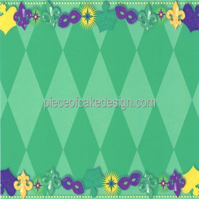 3" Round ~ Mardi Gras Grass Background Birthday ~ Edible Cake/Cupcake Topper!!!