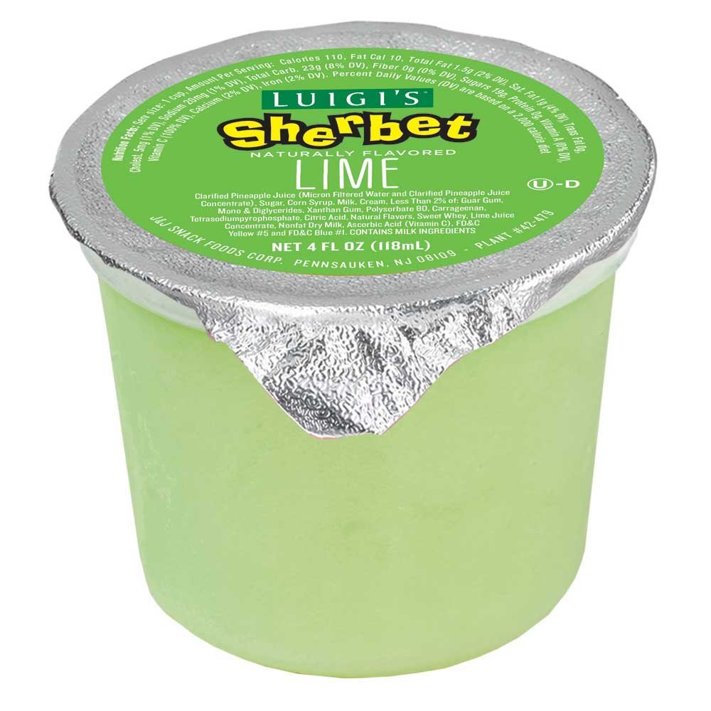 Luigis Lime Sherbet Cup, 4 Ounce -- 96 per case.