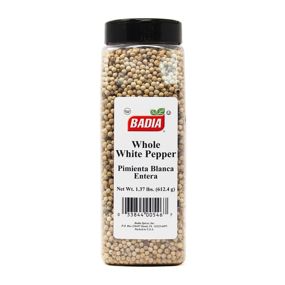 Badia White Pepper Whole, 1.37 Pound - Whole White Peppercorns for Cooking, Grilling, & Seasoning, Ideal for Spice Grinders