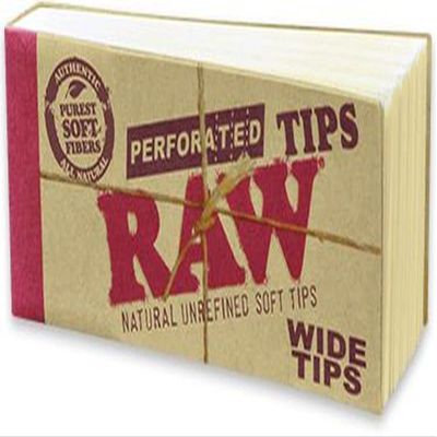 Raw Rolling Papers Perforated Wide Cotton Filter Tips Full Box Of 50 Packs