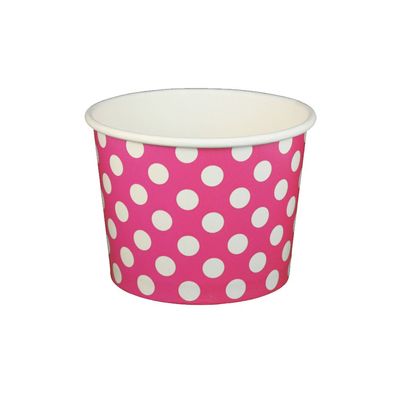 16 oz Yogurt Paper Cups- 1000 Count (Polka Dot- Pink)