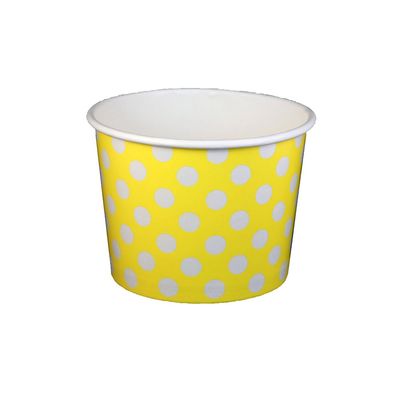 16 oz Yogurt Paper Cups- 1000 Count (Polka Dot- Yellow)