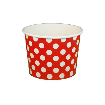 16 oz Yogurt Paper Cups- 1000 Count (Polka Dot- Red)