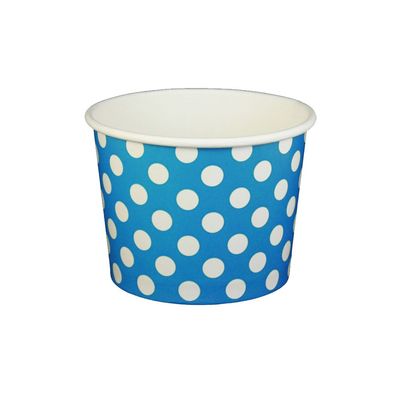 16 oz Yogurt Paper Cups- 1000 Count (Polka Dot- Blue)