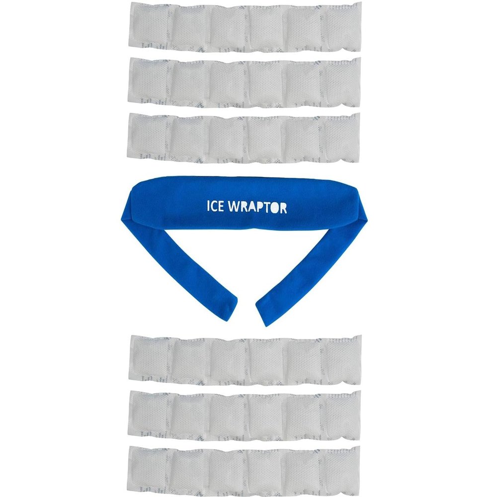 Cooling Bandana+6 Inserts ICE WRAPTOR:Just Add Water & Freeze. Cools Neck, Head, Joints. Portable Ice Therapy for Pain Relief.Adjustable, Lightweight - w/6x 2.5"x15" Reusable Cryosheet Inserts