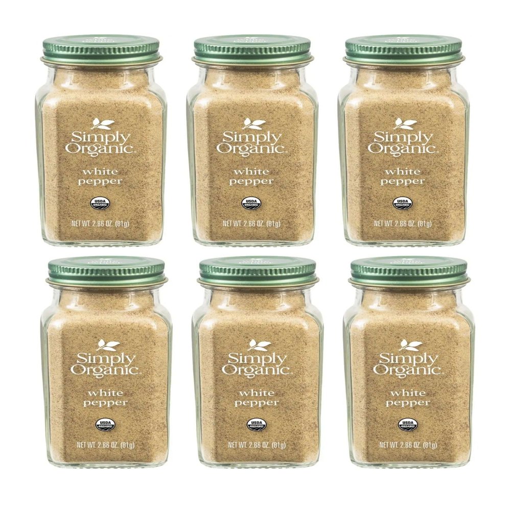 Simply Organic White Pepper, Certified Organic | 2.86 oz | Pack of 6 | Piper nigrum L.